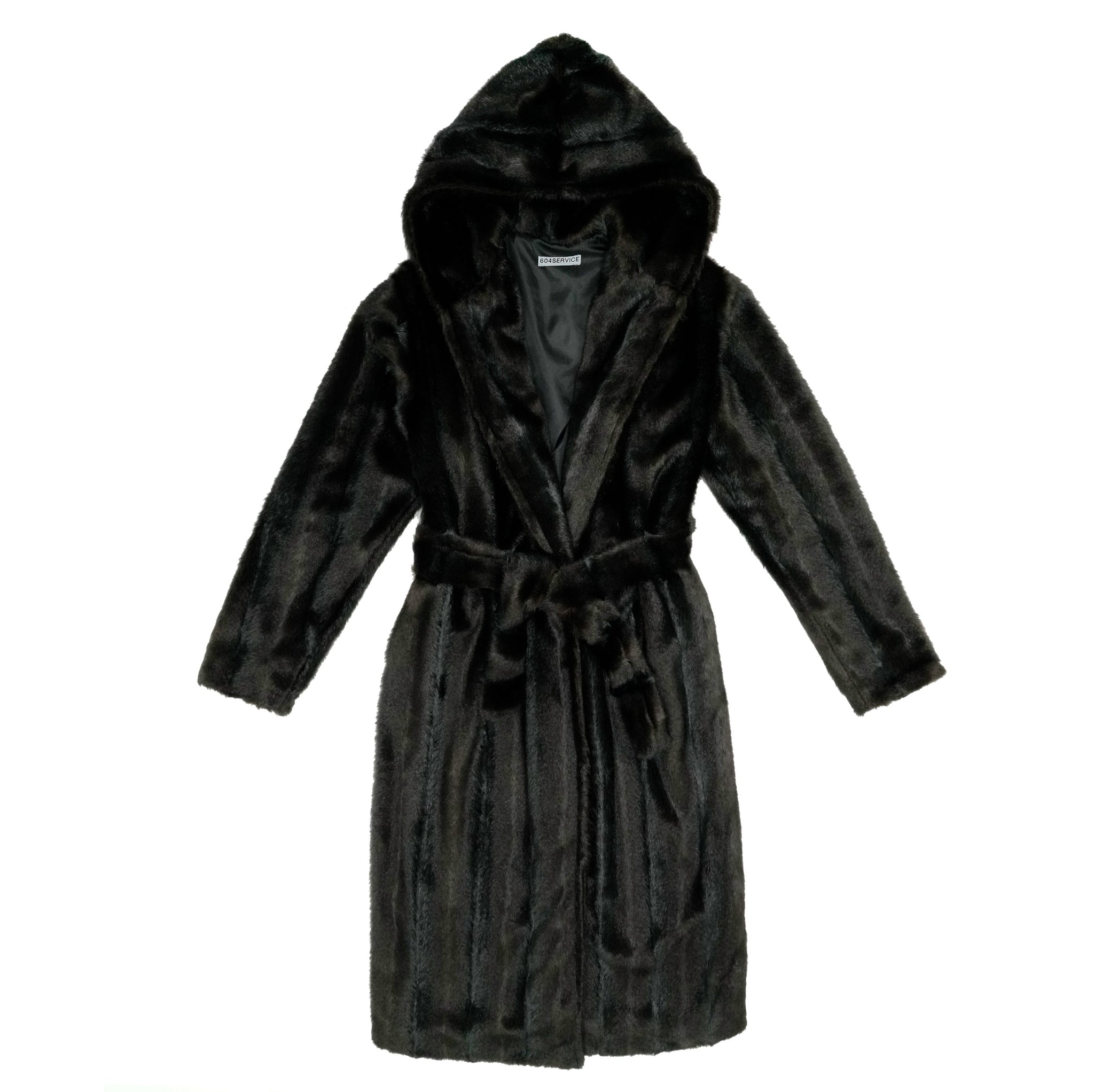 Stripe Faux Fur Robe Coat