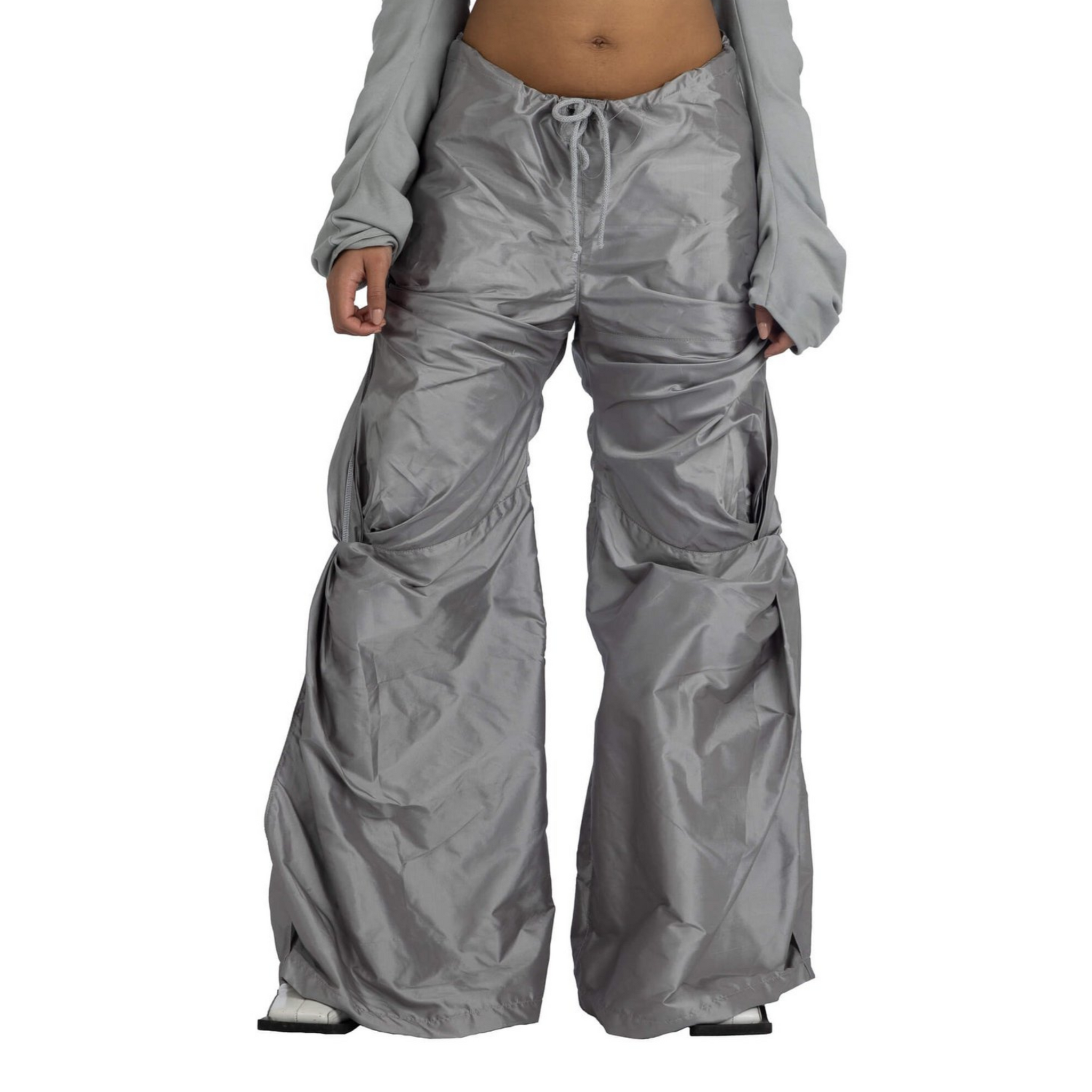 Silk Whirlpool Parachute Pants in Silver