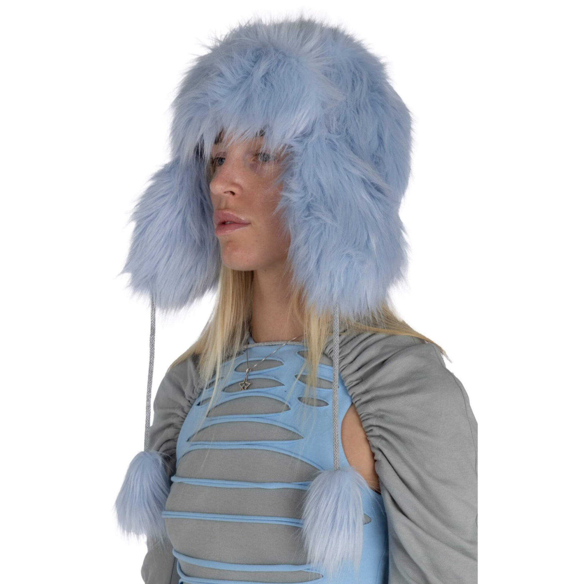 Too Cozy Trapper Fur Hat - Powder Blue