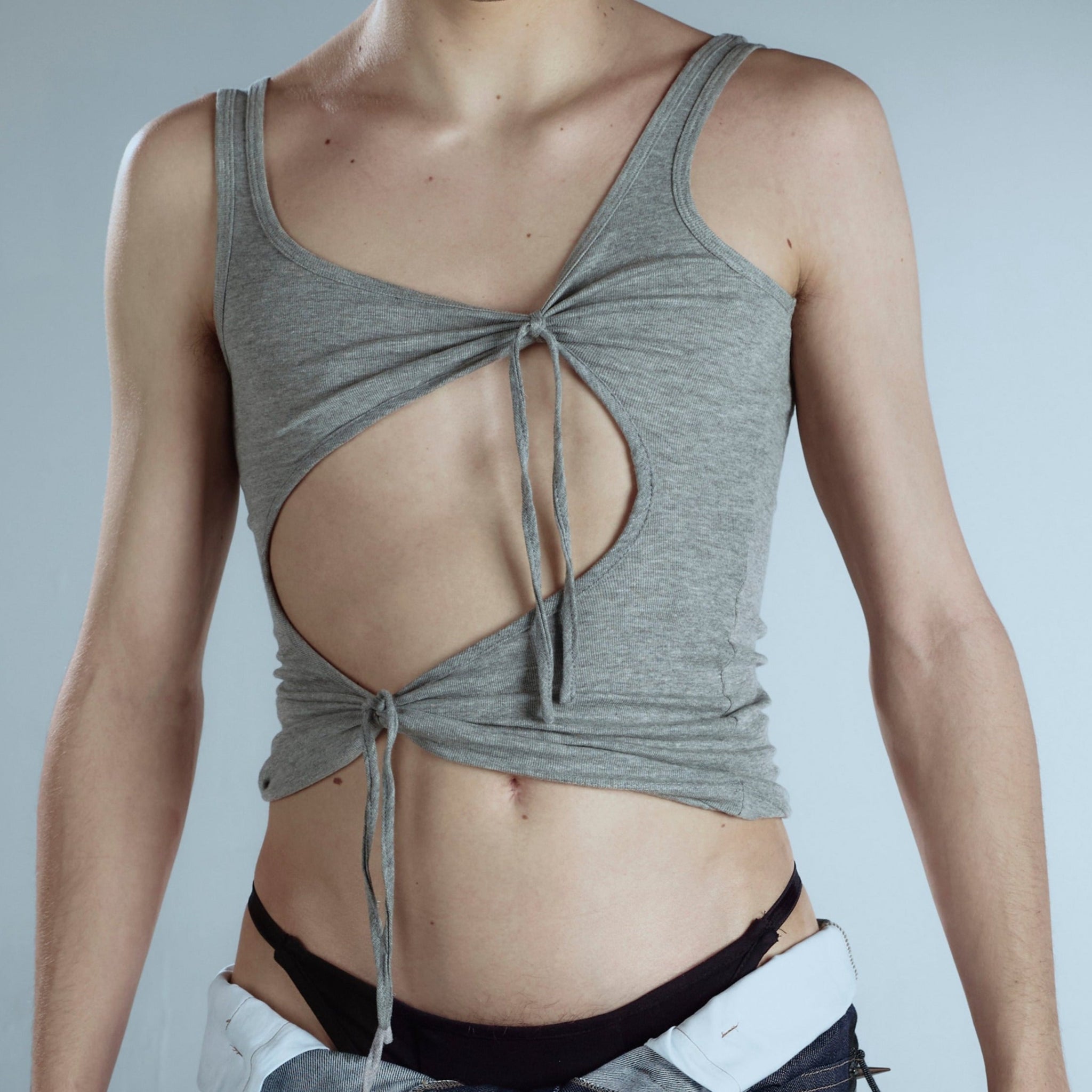 Grey Knotted Tank Top