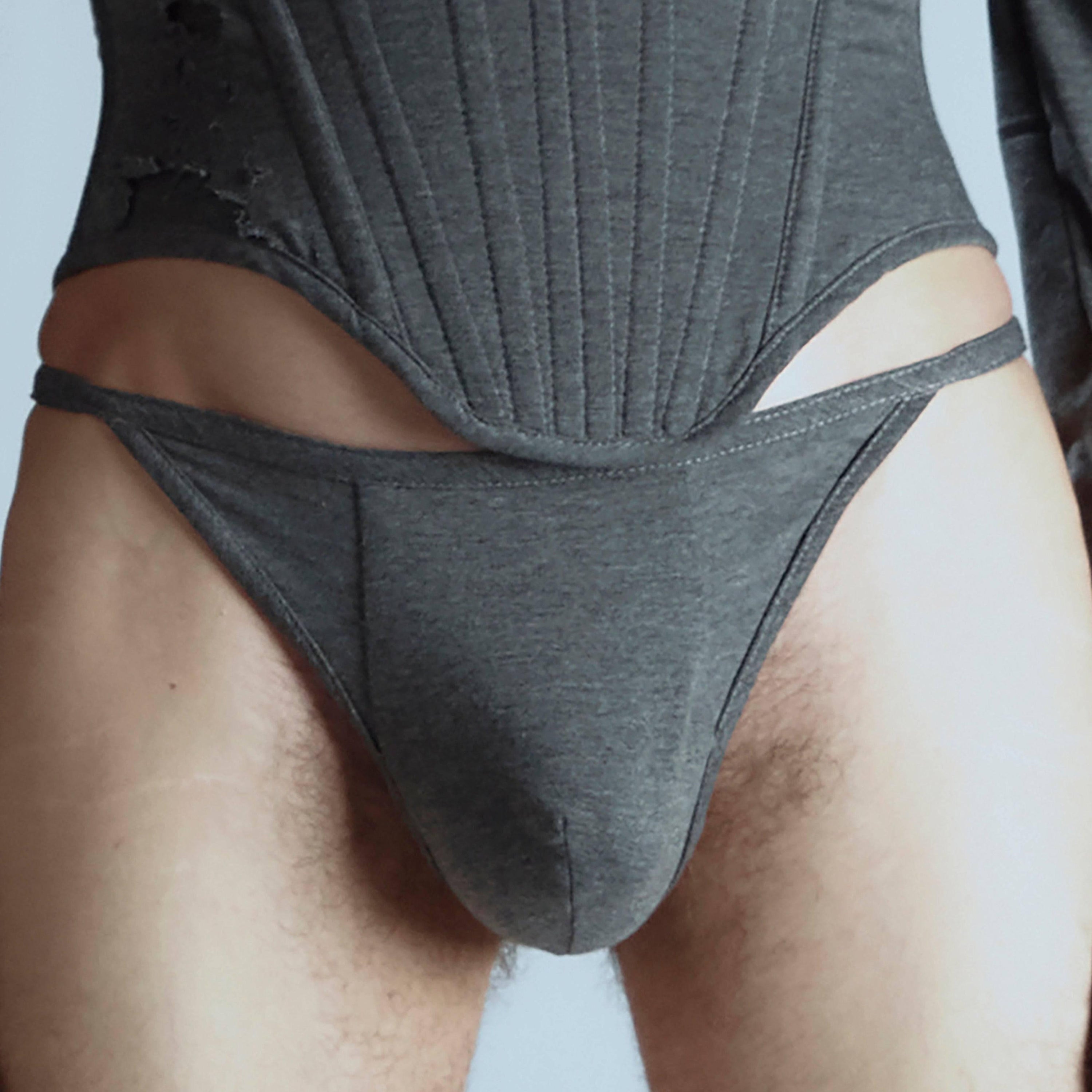 회색 코튼 끈 팬티