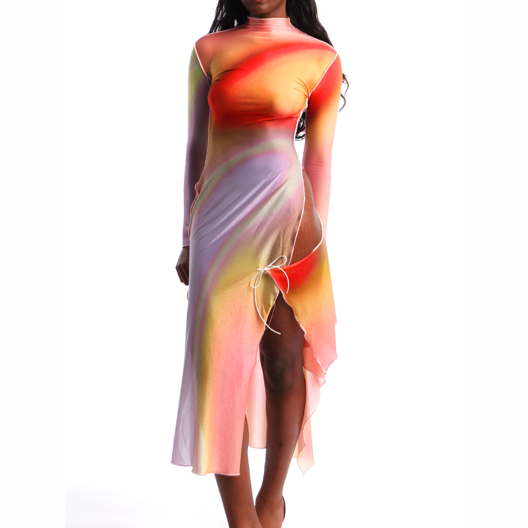 Shimmer Gradient Drape Dress